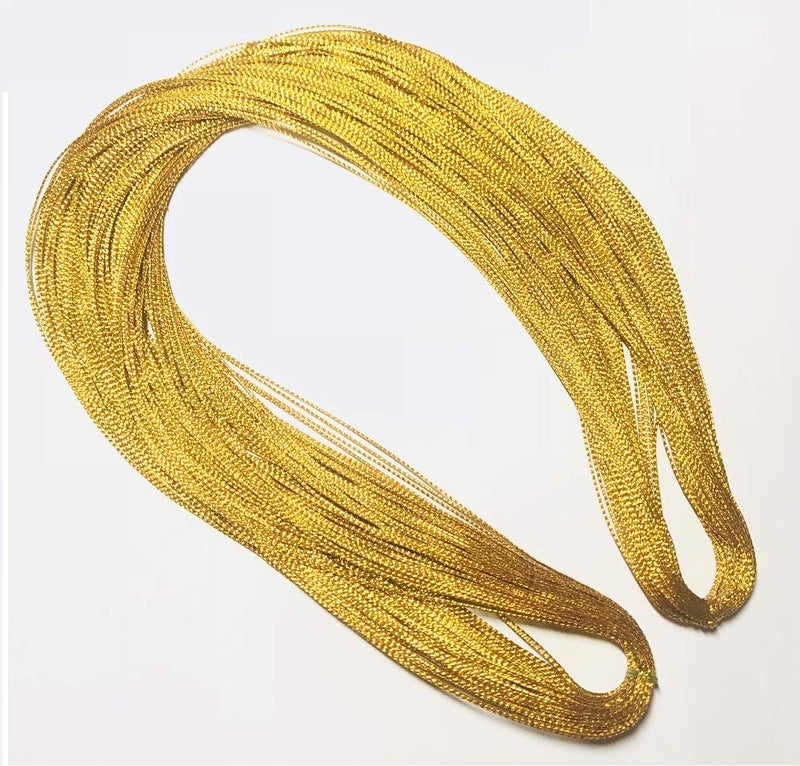 Gold Metallic Cord Jewelry Cord Craft String - 1mm, 100 Yards- Perfect for Wrapping, Hair Braiding and Craft Making